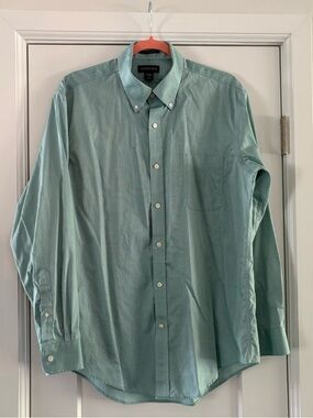 Lands' End Men's Button-Down Shirt Seafoam Green Tailored Fit